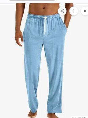 Club Room Men's Light Blue Lounge Joggers, Side Pockets & Draw String Numerous